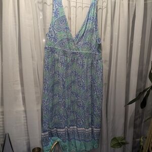 Blue and Green Paisley Dress